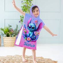 Load image into Gallery viewer, Personalized Kid Hooded Towel Poncho with Name for Beach Fun