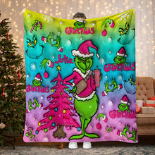 Load image into Gallery viewer, Personalized Grinch Christmas Blanket Custom Name Gift
