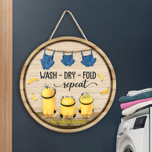 Load image into Gallery viewer, Personalized Round Wood Sign Wash Dry Fold Design Gift for Family