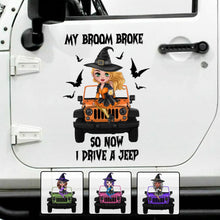 Load image into Gallery viewer, Personalized Witch Decal for Car, Jeep, Halloween Gift