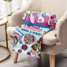 Load image into Gallery viewer, Personalized Flannel Mouse Blanket Custom Name Gift for Couples