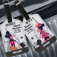 Load image into Gallery viewer, Personalized Leather Luggage Tag Travel Partners Gift for Couples