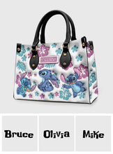 Load image into Gallery viewer, Personalized Leather Handbag with Floral Design Gift for Her