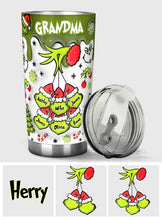 Load image into Gallery viewer, Personalized Christmas Tumbler with Green Snowflakes for Grandma