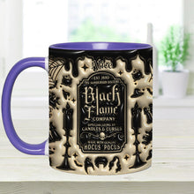 Load image into Gallery viewer, Personalized Black Flame Company Accent Mug Custom Name Halloween Gift