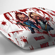 Load image into Gallery viewer, Personalized Horror Throw Pillow Custom Names Couples Gift