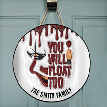 Load image into Gallery viewer, Personalized Round Wood Sign Custom Family Name Halloween Decor