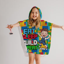 Load image into Gallery viewer, Personalized Kids Hooded Towel Poncho - Custom Name Gift