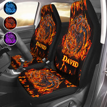 Load image into Gallery viewer, Personalized Fire Dragons Seat Covers Custom Name Gift for Car