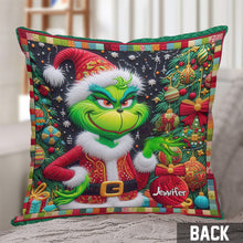 Load image into Gallery viewer, Personalized Grinchmas Throw Pillow Christmas Gift for Kids