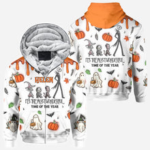 Load image into Gallery viewer, Personalized Autumn Skeleton All Over Shirt Custom Name Halloween Gift
