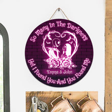 Load image into Gallery viewer, Personalized Halloween Round Wood Sign Custom Name Gift for Couple