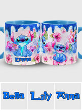 Load image into Gallery viewer, Personalized Ohana Accent Mug Colorful Floral Design Gift