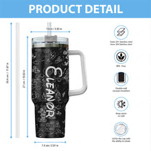 Load image into Gallery viewer, Personalized Black and White Mouse Tumbler with Handle Gift for Mom or Dad