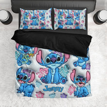 Load image into Gallery viewer, Personalized Ohana Bedding Set with Cute Stitch Design | Custom Name Gift