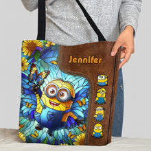 Load image into Gallery viewer, Personalized Stained Glass Minion Tote Bag Custom Name Gift