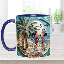Load image into Gallery viewer, Personalized Couple Beach Scene Accent Mug Custom Names Gift