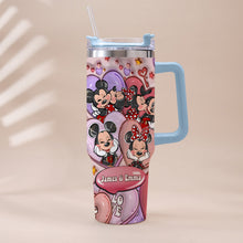 Load image into Gallery viewer, Personalized Mouse Ears Couple Tumbler with Handle for Engagement
