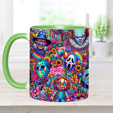 Load image into Gallery viewer, Personalized Colorful Horror Accent Mug with Custom Name - Perfect for Halloween