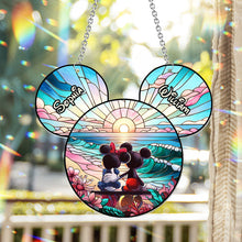 Load image into Gallery viewer, Personalized Sunrise Mouse Window Hanging Suncatcher Gift for Couples