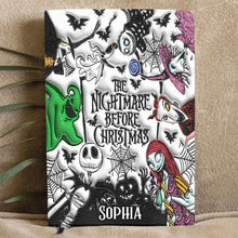Load image into Gallery viewer, Personalized Nightmare Before Christmas Leather Journal Gift