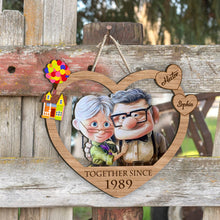 Load image into Gallery viewer, Personalized Heart-Shaped Wood Sign Custom Couple Gift