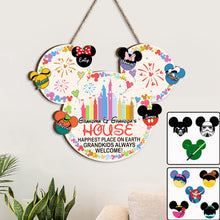 Load image into Gallery viewer, Personalized Mickey Mouse Shaped Wood Sign for Grandkids Welcome Home Decor