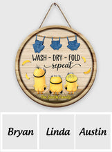 Load image into Gallery viewer, Personalized Round Wood Sign Wash Dry Fold Design Gift for Family