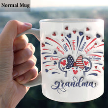 Load image into Gallery viewer, Personalized Firework Mouse Mug Custom Family Names Gift for Grandma