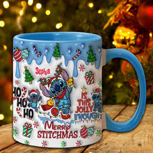 Load image into Gallery viewer, Personalized Merry Stitchmas Accent Mug Custom Name Gift