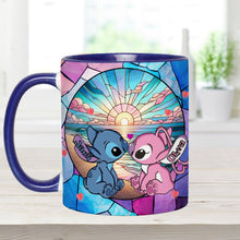 Load image into Gallery viewer, Personalized Ohana Accent Mug with Sunrise Beach Design Gift for Couples