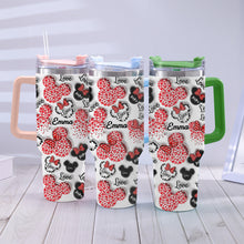 Load image into Gallery viewer, Personalized Mouse Heart Tumbler with Handle for Moms | Unique Christmas Gift
