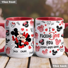 Load image into Gallery viewer, Personalized I Love You Mouse Accent Mug with Custom Names Gift