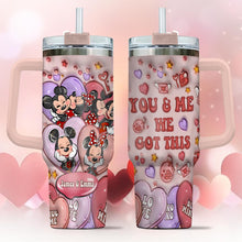 Load image into Gallery viewer, Personalized Mouse Ears Couple Tumbler with Handle for Engagement