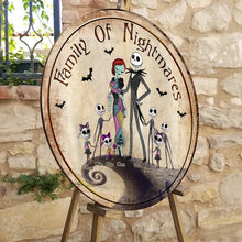 Load image into Gallery viewer, Personalized Round Wood Sign Family Of Nightmares Decor Gift