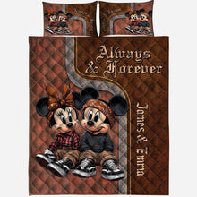 Load image into Gallery viewer, Personalized Mickey & Minnie Mouse Quilt Set for Couples | Unique Romantic Gift