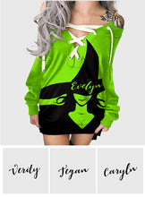Load image into Gallery viewer, Personalized Off Shoulder Witch Dress Custom Name for Halloween