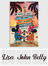 Load image into Gallery viewer, Personalized Mouse Ears Couple Canvas Sunset Beach Art