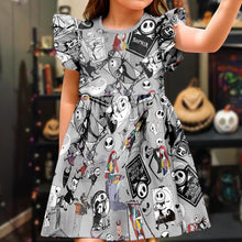 Load image into Gallery viewer, Personalized Nightmare Kids Ruffle Sleeve Dress for Halloween