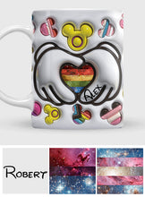 Load image into Gallery viewer, Personalized LGBT Support Mug with Custom Pride Flag Hands