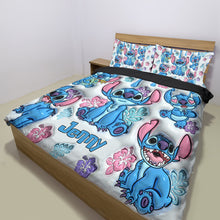 Load image into Gallery viewer, Personalized Ohana Bedding Set with Cute Stitch Design | Custom Name Gift