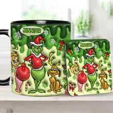 Load image into Gallery viewer, Personalized Grinch Accent Mug & Coaster Custom Name Gift
