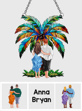 Load image into Gallery viewer, Personalized Couple Suncatcher Ornament Custom Name Gift Under Palm Tree