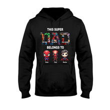 Load image into Gallery viewer, Personalized Super Dad T-shirt Custom Names Gift for Father's Day