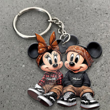 Load image into Gallery viewer, Personalized Chicano Mouse Keychain Custom Couple Gift