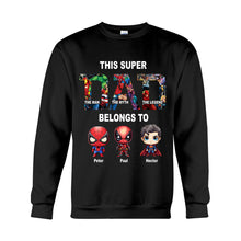 Load image into Gallery viewer, Personalized Super Dad T-shirt Custom Names Gift for Father's Day