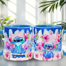 Load image into Gallery viewer, Personalized Ohana Accent Mug Colorful Floral Design Gift