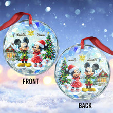 Load image into Gallery viewer, Personalized Round Glass Christmas Ornament with Couple Design