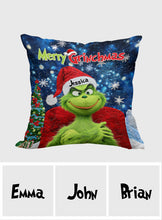 Load image into Gallery viewer, Personalized Merry Grinchmas Throw Pillow Custom Gift for Christmas