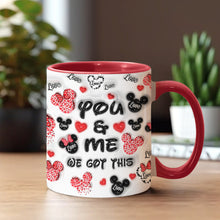 Load image into Gallery viewer, Personalized Accent Mug You & Me Kissing Mickey Minnie Gift for Couple